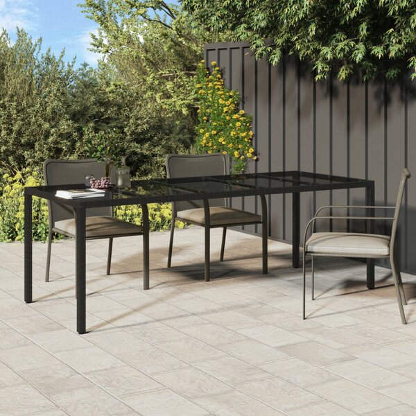 VidaXL Kerti Étkezőasztal Tiszta fekete. 250 x 100 x 75 cm Poli rattan