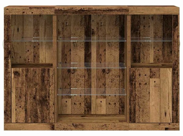 VidaXL LED tálaló Öreg fa 142,5 x 37 x 100 cm Szerelt Fa