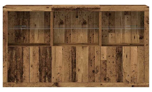 VidaXL LED világítással rendelkező oldalszekrény Régi fa 181.5x37x100 cm Mérnöki fa