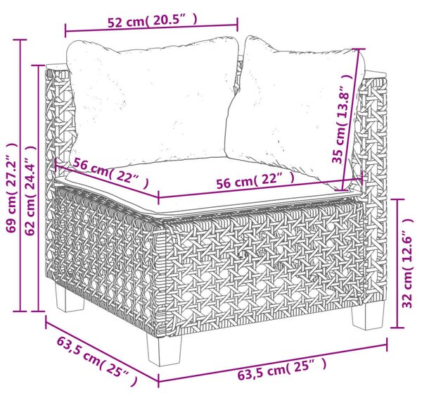 VidaXL Polyrattan Kerti Ülőgarnitúra - 6 részes - Fekete