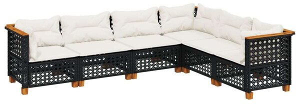 VidaXL Polyrattan Kerti Ülőgarnitúra - 6 részes - Fekete
