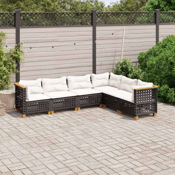 VidaXL Polyrattan Kerti Ülőgarnitúra - 6 részes - Fekete