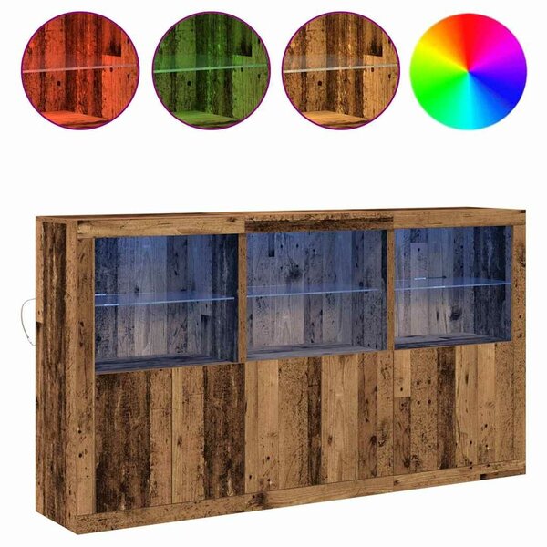 VidaXL LED világítással rendelkező oldalszekrény Régi fa 181.5x37x100 cm Mérnöki fa