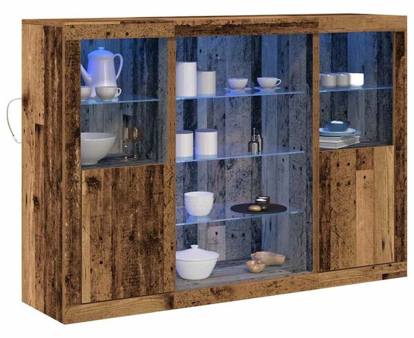 VidaXL LED tálaló Öreg fa 142,5 x 37 x 100 cm Szerelt Fa