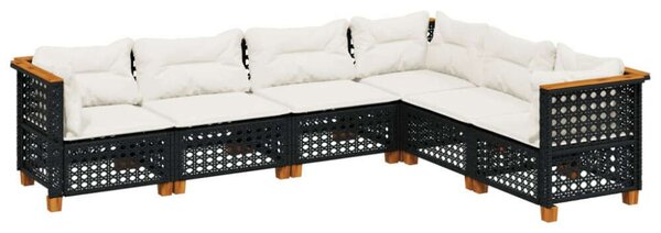 VidaXL Polyrattan Kerti Ülőgarnitúra - 6 részes - Fekete