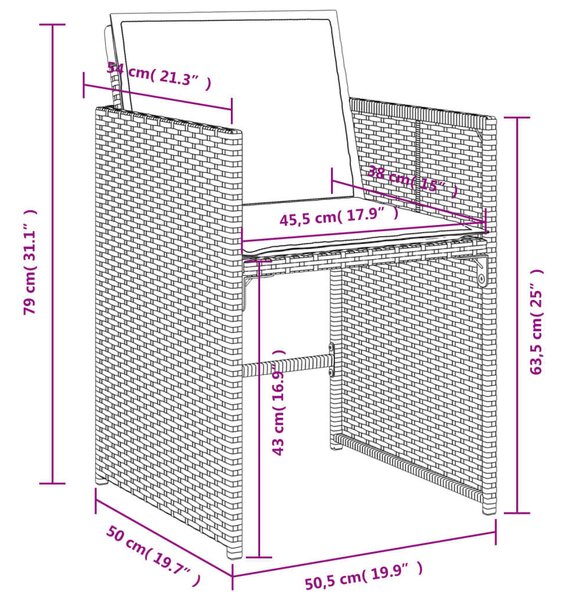 VidaXL Polyrattan Kerti Étkezőgarnitúra - 13 részes