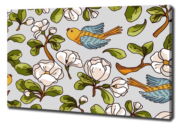 Vászonkép Virágok és madarak
