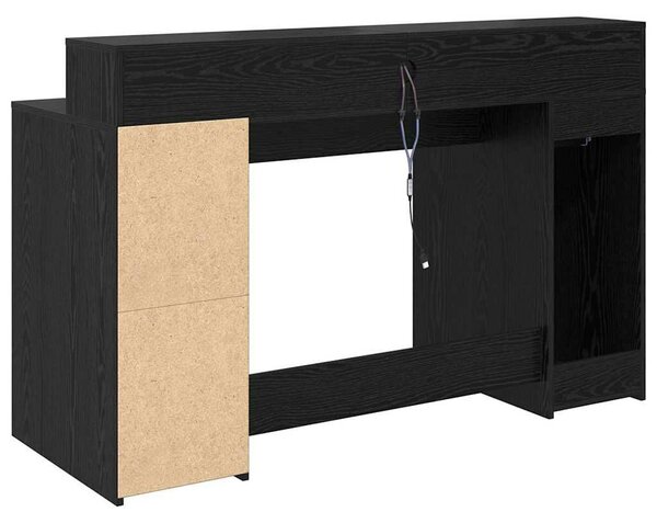 VidaXL Asztal LED -es lámpákkal Musta tammi 140 x 55 x 91 cm Faanyag