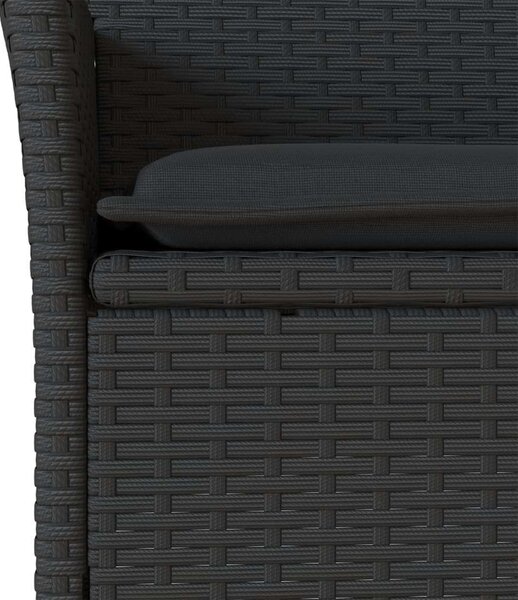 VidaXL - 3 részes Kerti Étkezőgarnitúra - Fekete Polyrattan - Üveg asztallap