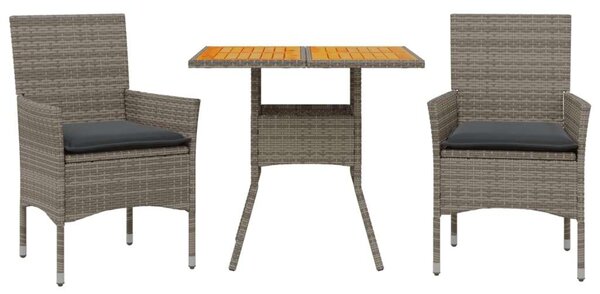 VidaXL Kerti Étkezőgarnitúra - 3 részes - Szürke Polyrattan