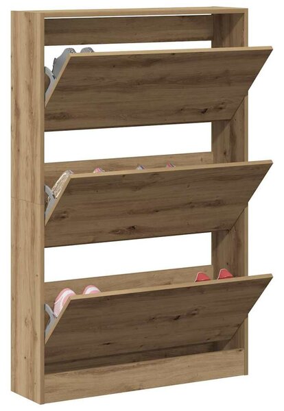 VidaXL Cipőszekrény ajtóval kézműves tölgy 80 x 21 x 125.5 cm Faanyag
