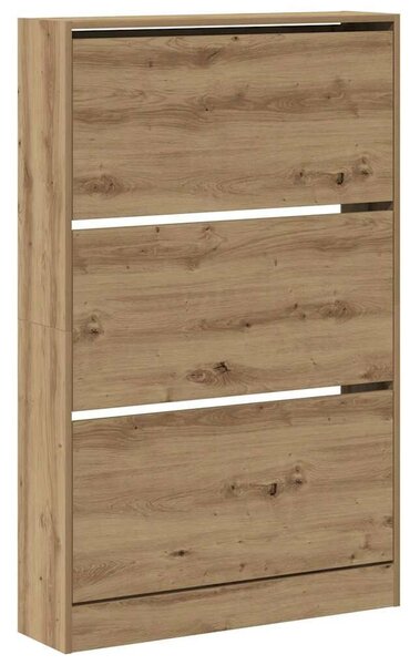 VidaXL Cipőszekrény ajtóval kézműves tölgy 80 x 21 x 125.5 cm Faanyag