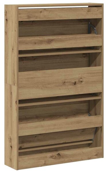 VidaXL Cipőszekrény ajtóval kézműves tölgy 80 x 21 x 125.5 cm Faanyag