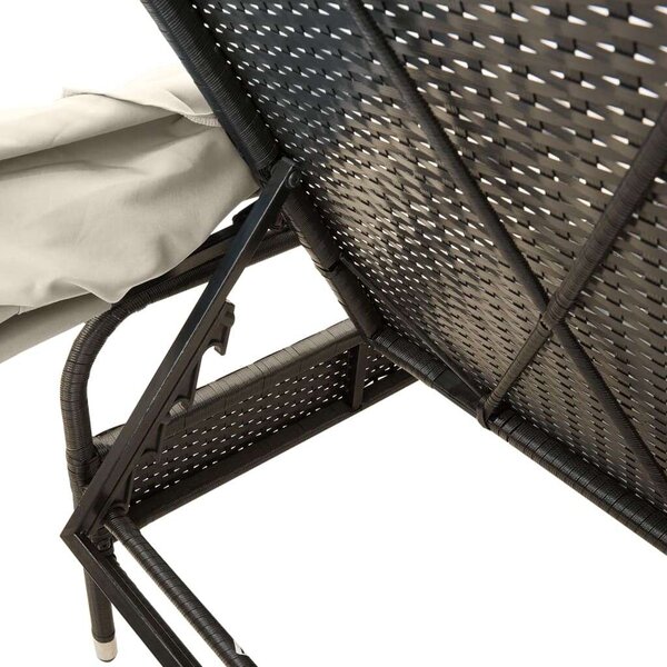 VidaXL Napozóágy Szett - 2 db - Fekete Polyrattan