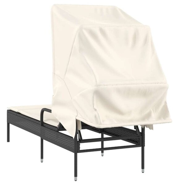 VidaXL Napozóágy - Polyrattan - Fekete - 200cm