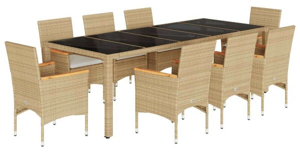 VidaXL Polyrattan Kerti Étkezőgarnitúra - 9 részes - Bézs