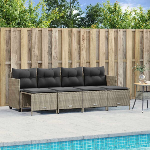 VidaXL 5 részes világosszürke polyrattan kerti ülőgarnitúra párnákkal