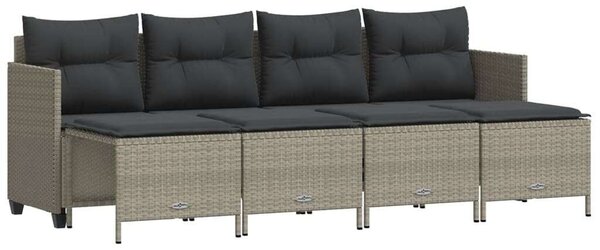 VidaXL 5 részes világosszürke polyrattan kerti ülőgarnitúra párnákkal