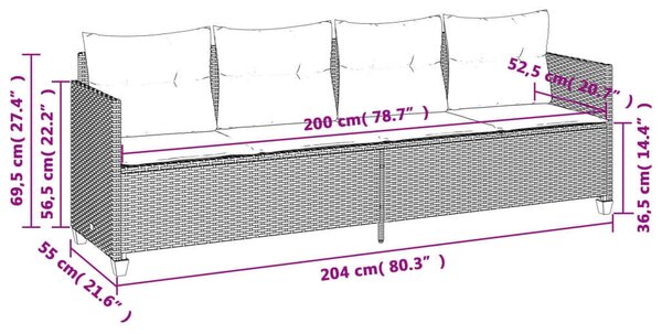 VidaXL 5 részes világosszürke polyrattan kerti ülőgarnitúra párnákkal