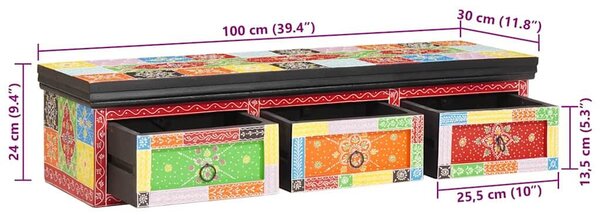VidaXL TV szekrény fiókkal Sokszínű 100 x 30 x 24 cm Tömör mangófa