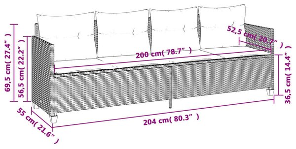 VidaXL 5 részes barna polyrattan kerti ülőgarnitúra párnával