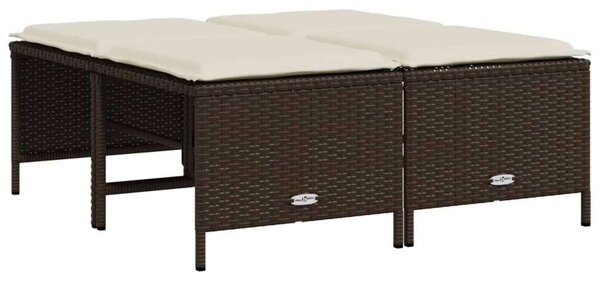 VidaXL 5 részes barna polyrattan kerti ülőgarnitúra párnával