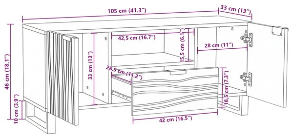 VidaXL TV egységek fiókkal Barna 105 x 33 x 46 cm Faanyag