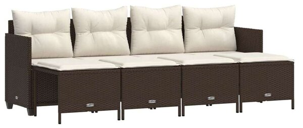 VidaXL 5 részes barna polyrattan kerti ülőgarnitúra párnával