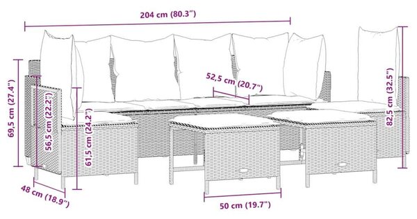 VidaXL Polyrattan Kerti Ülőgarnitúra - 5 részes - Bézs