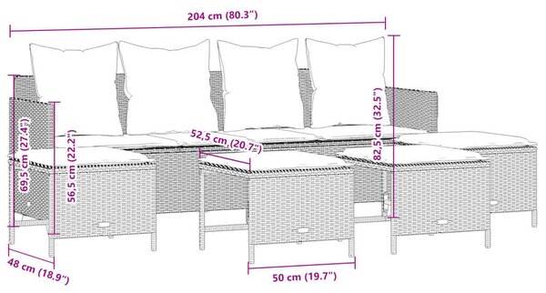 VidaXL 5 részes szürke polyrattan kerti ülőgarnitúra párnákkal