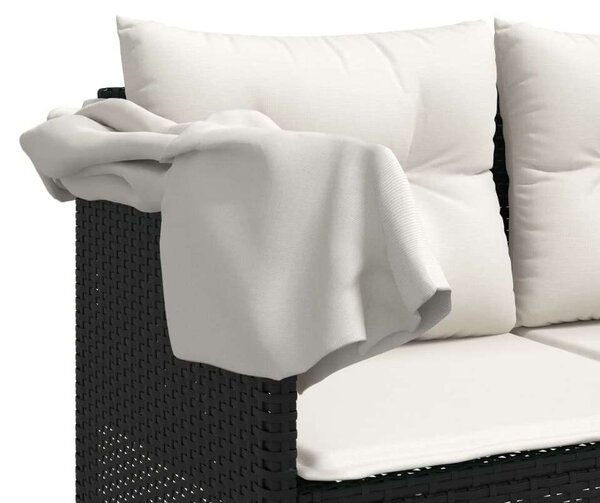 VidaXL 5 részes fekete polyrattan kerti kanapészett párnákkal
