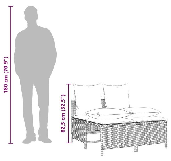 VidaXL Polyrattan Kerti Ülőgarnitúra - 5 részes - Bézs