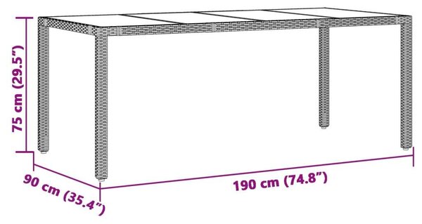 VidaXL Kerti Étkezőgarnitúra - 9 részes - Fekete Polyrattan