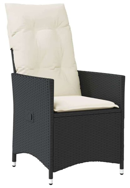 VidaXL Kerti Étkezőgarnitúra - 9 részes - Fekete Polyrattan