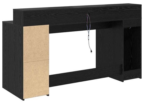 VidaXL Asztal LED -es lámpákkal Musta tammi 160 x 55 x 91 cm Faanyag