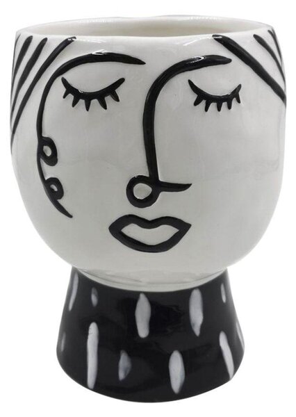 POT FACE fehér és fekete porcelán váza