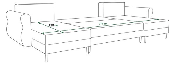 Ágyazható U alakú kanapé SILVIANO 300x140 cm, krém színű + 2 db díszpárna INGYEN