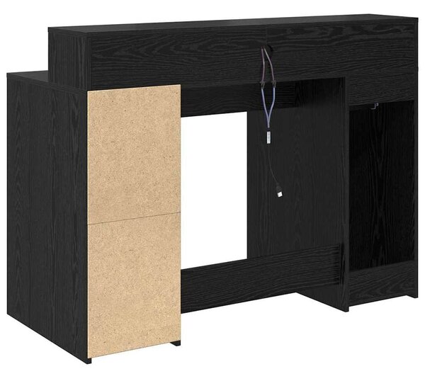 VidaXL Asztal LED -es lámpákkal Musta tammi 120 x 55 x 91 cm Faanyag