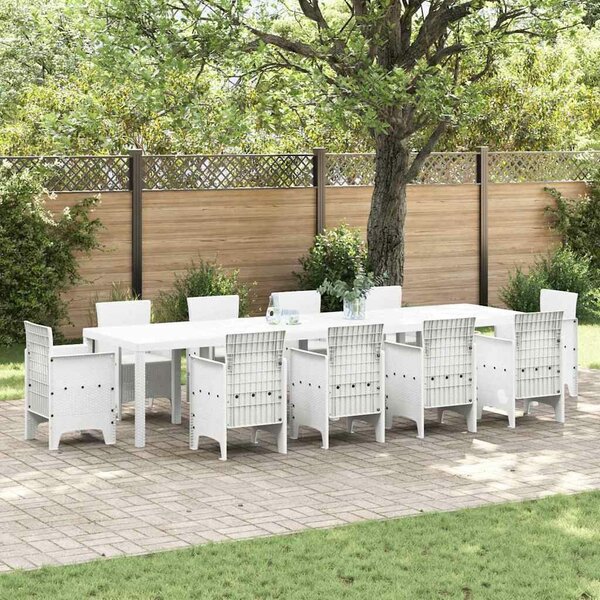 VidaXL Kerti Asztal Fehér 350 x 100 x 73 cm polirattan