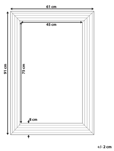 Falitükör CHATAIN 61 cm 91 cm Ezüst