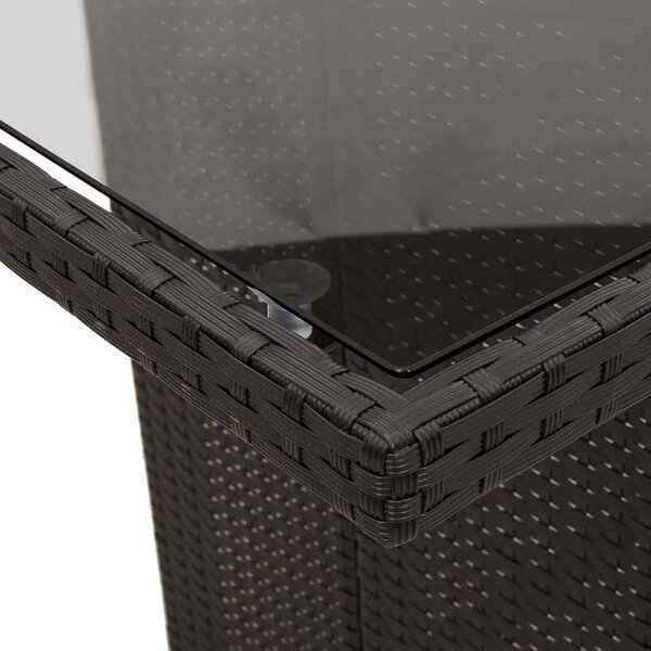 VidaXL Kerti Étkezőgarnitúra - 7 részes - Fekete Polyrattan