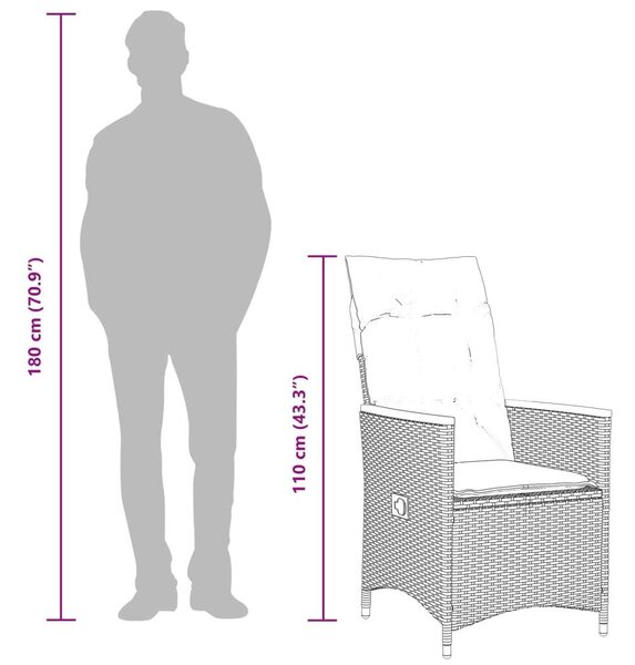 VidaXL 5 Részes Kerti Étkezőgarnitúra - Fekete Polyrattan