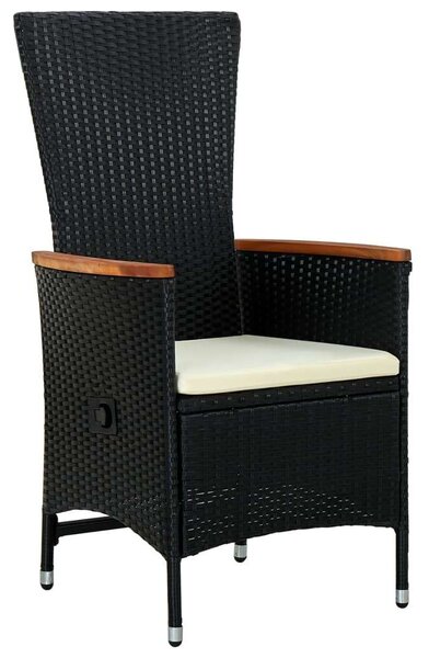 VidaXL Kerti Étkezőgarnitúra - 11 részes - Fekete Polyrattan