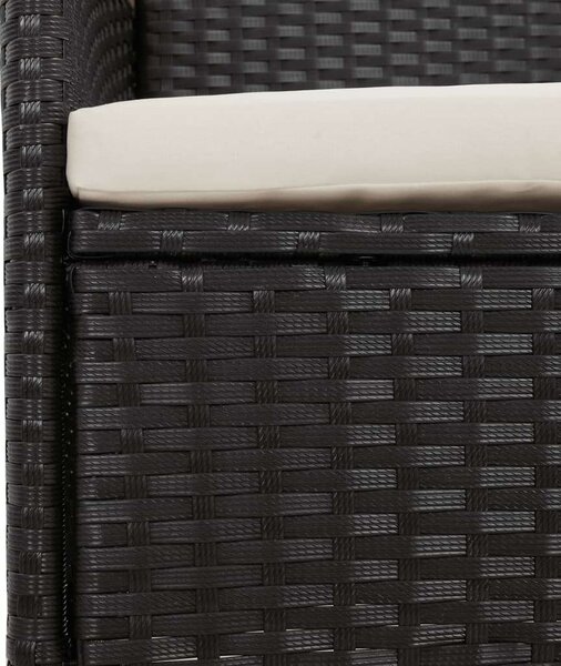 VidaXL Kerti Étkezőgarnitúra - 11 részes - Fekete Polyrattan