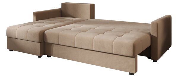 VENORIA L alakú kihúzható sarokkanapé, 220x143 cm, bézs + 2 párna INGYEN