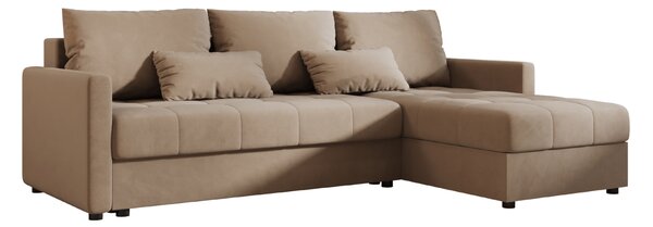 VENORIA L alakú kihúzható sarokkanapé, 220x143 cm, bézs + 2 párna INGYEN