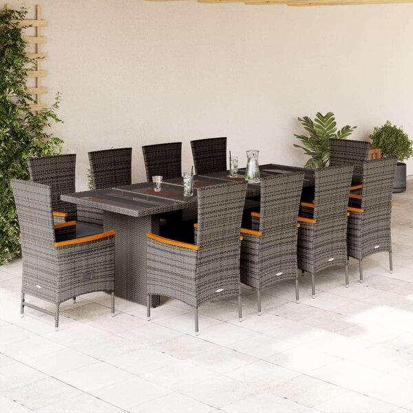 VidaXL 11 részes szürke polyrattan kerti ülőgarnitúra párnákkal