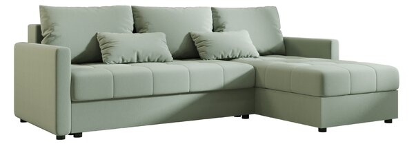 VENORIA L alakú kihúzható sarokkanapé, 220x143 cm, világoszöld + 2 párna INGYEN