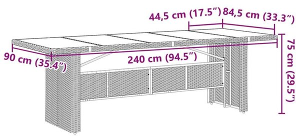 VidaXL Polyrattan Kerti Bútor - 9 részes Bisztrókészlet - Szürke