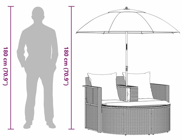 VidaXL Kerti kanapé 8 pcs Világosszürke és Sötétszürke polirattan